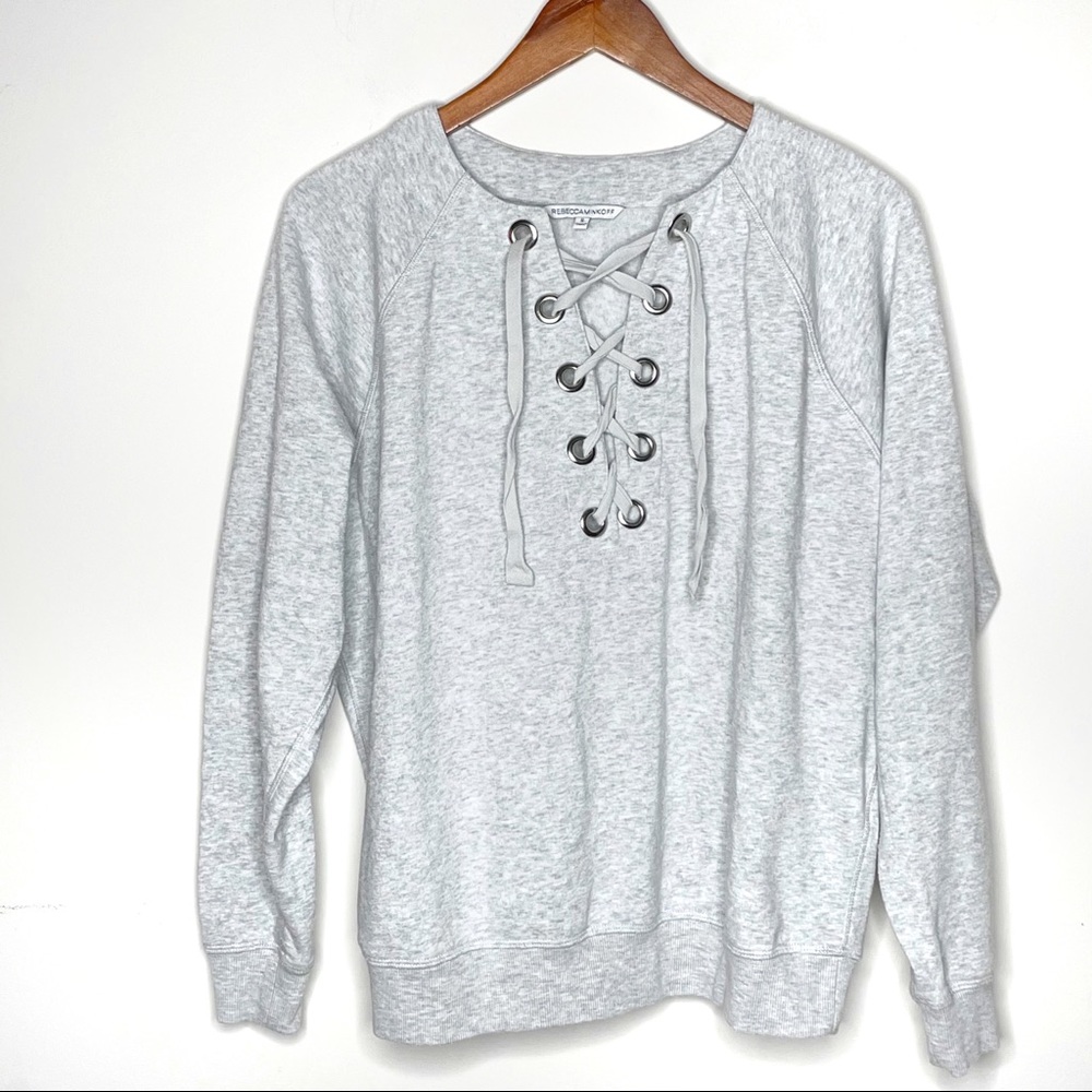 Rebecca Minkoff Grey Lace Up Sweatshirt - Picture 3 of 9